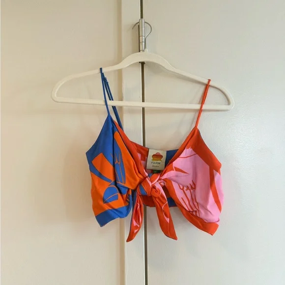 Farm Rio Toucan Rainbow Tie Crop Top - Picture 2 of 4